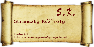 Stranszky Károly névjegykártya